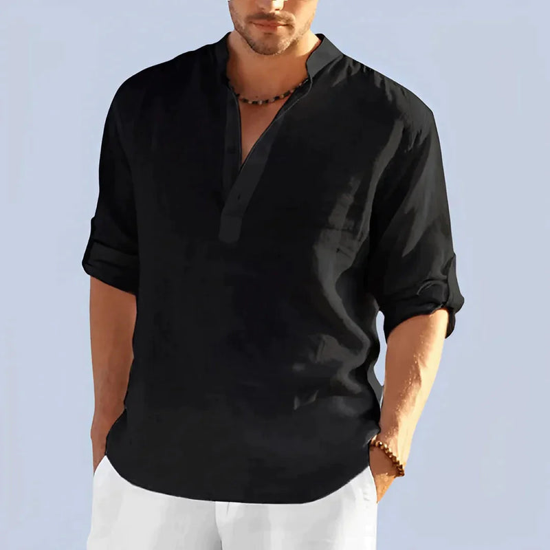 Camisa Masculina de Linho preto