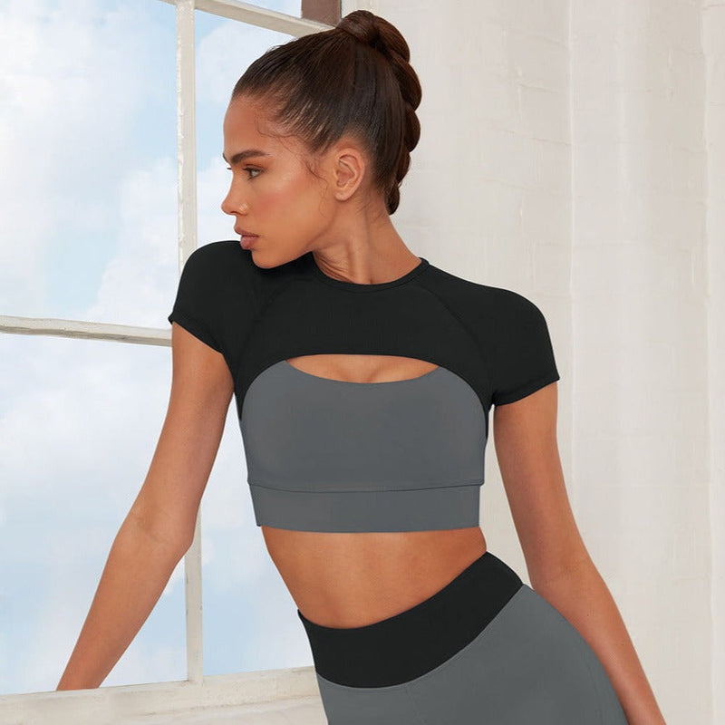 Cropped Fitness Aura cinza