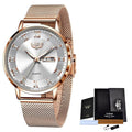 Relógio Feminino Luxo SoftBand Lige Relógio feminino Vitelli Dourado interior prata 