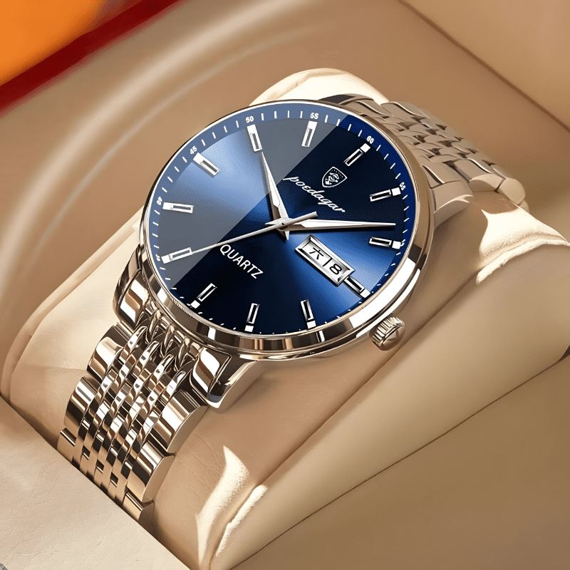 Relógio Masculino Luxo Slim Poedagar Relógio masculino Vitelli Azul com prata 